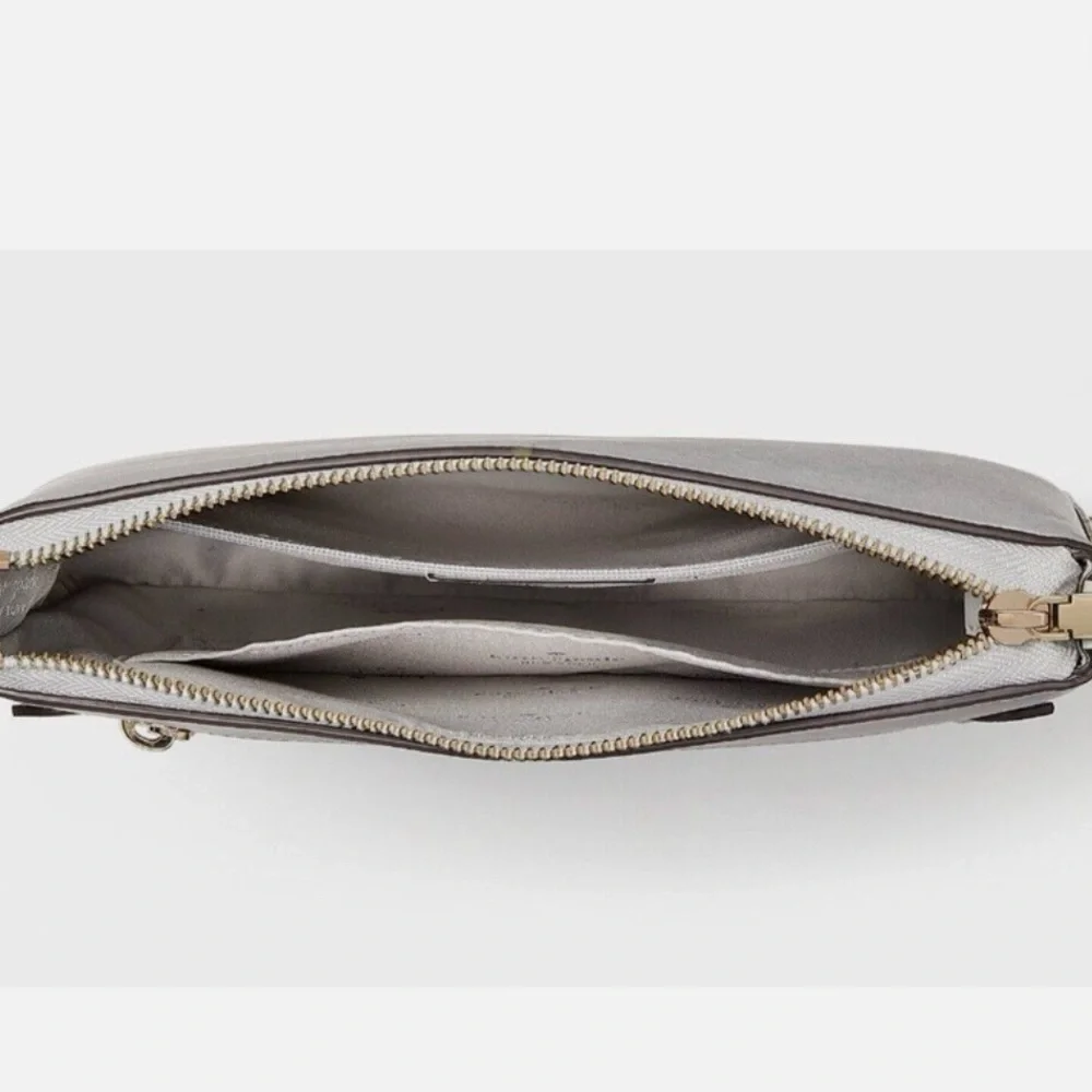 Kate Spade Gray Sadie North South Leather Zip Top Crossbody Bag